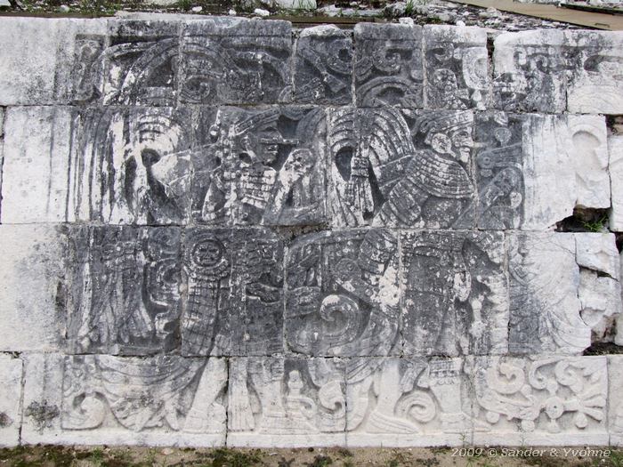 Ballcourt bas relief carving, Chichen Itza